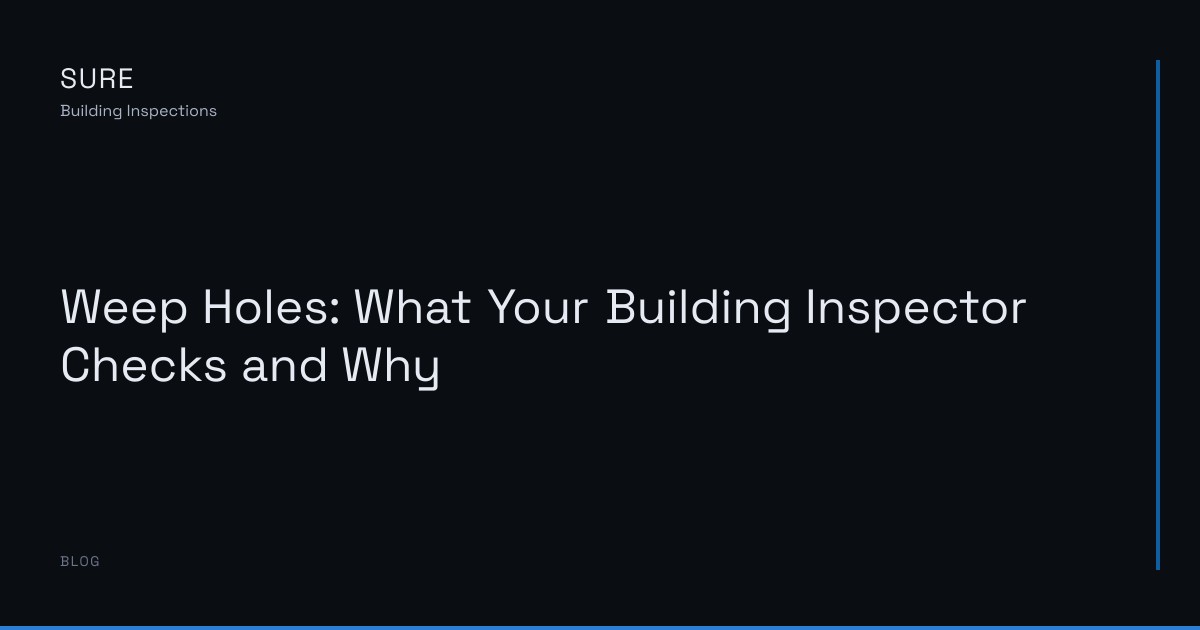 Weep Holes: What Your Building Inspector Checks and Why